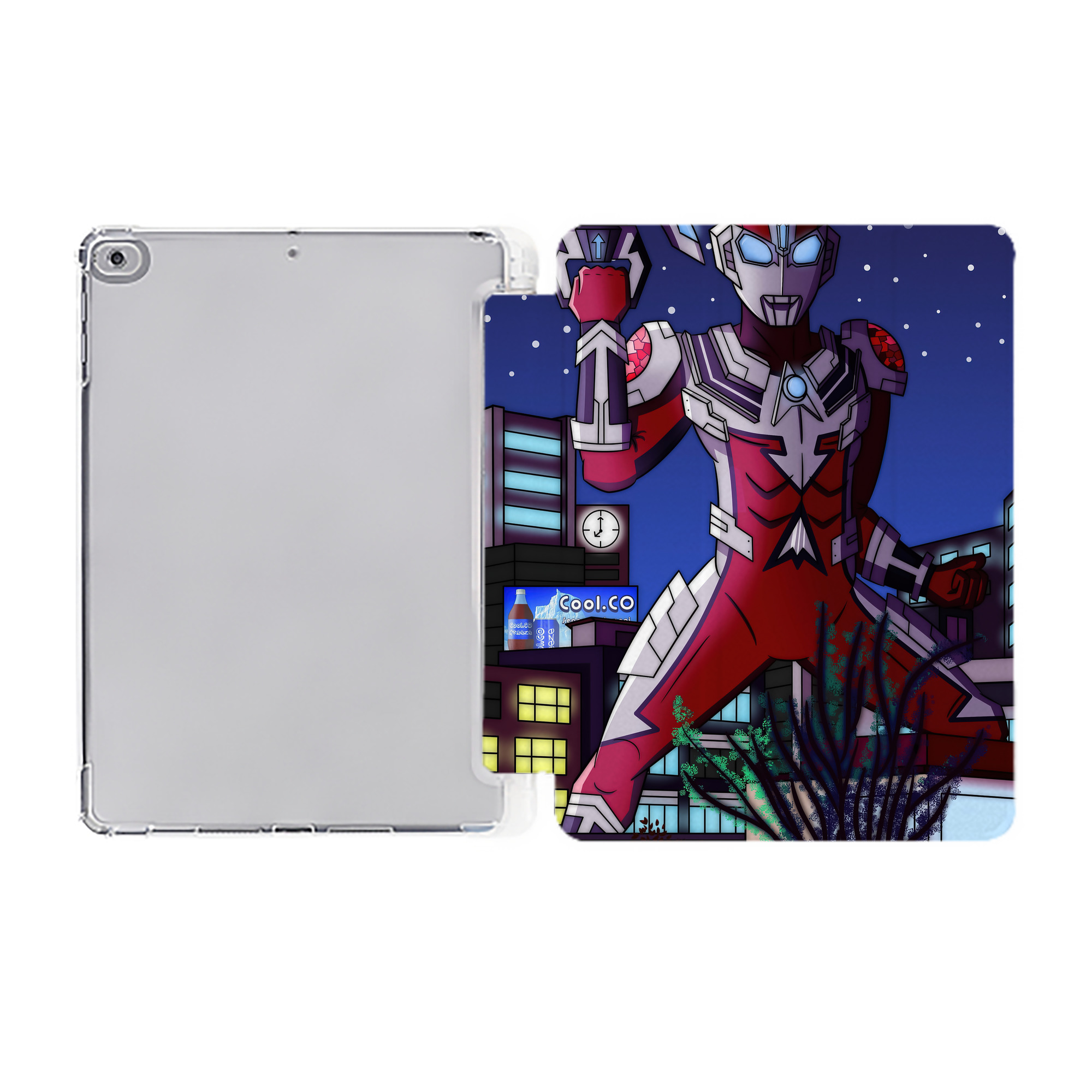 （画像用） ウルトラマン Ultraman IPad ケース ペン収納付き 三つ折りスタンド PUレザー×シリコン 対応機種9.5/10.5/10.9インチ